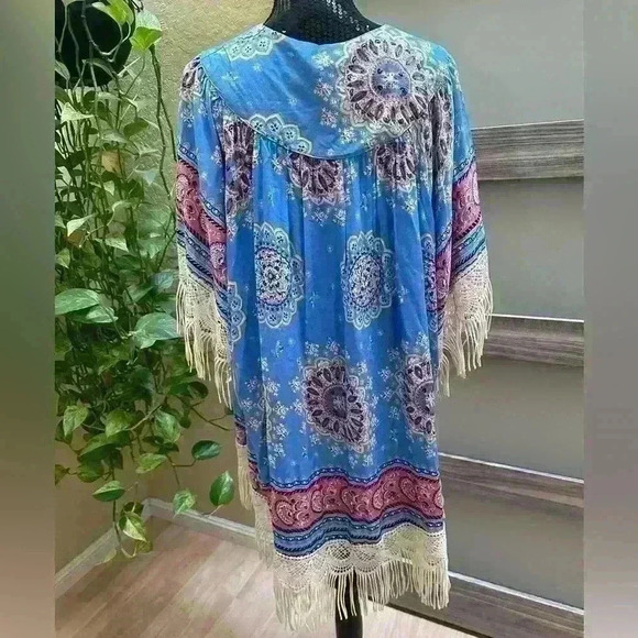 Umgee Boho Fringe Kimono - Size M/L 🌺💗🌺 - Picture 10 of 11